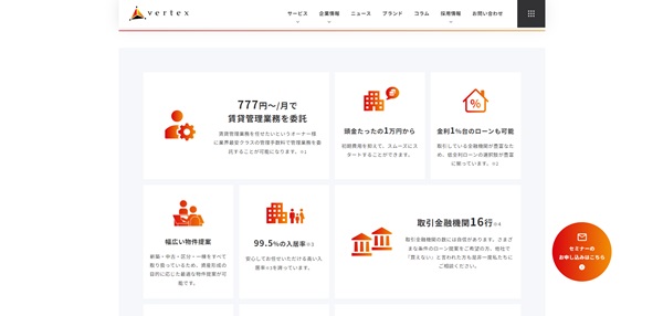 ベルテックスの公式HPキャプチャ